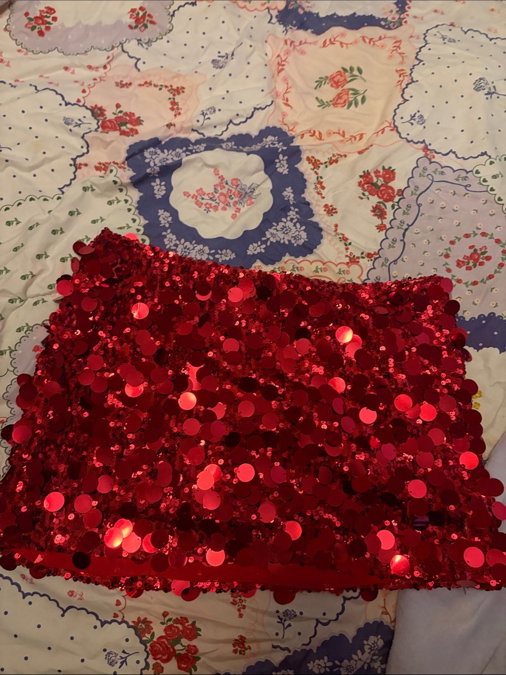 White Fox Red Sequin Mini Skirt - Women